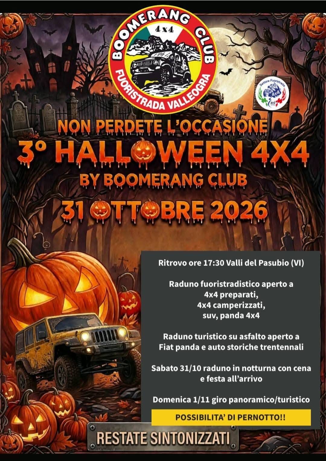 3° Halloween 4X4 - Raduno Dinamico a Valli del Pasubio (VI) il sabato 31 ottobre 2026