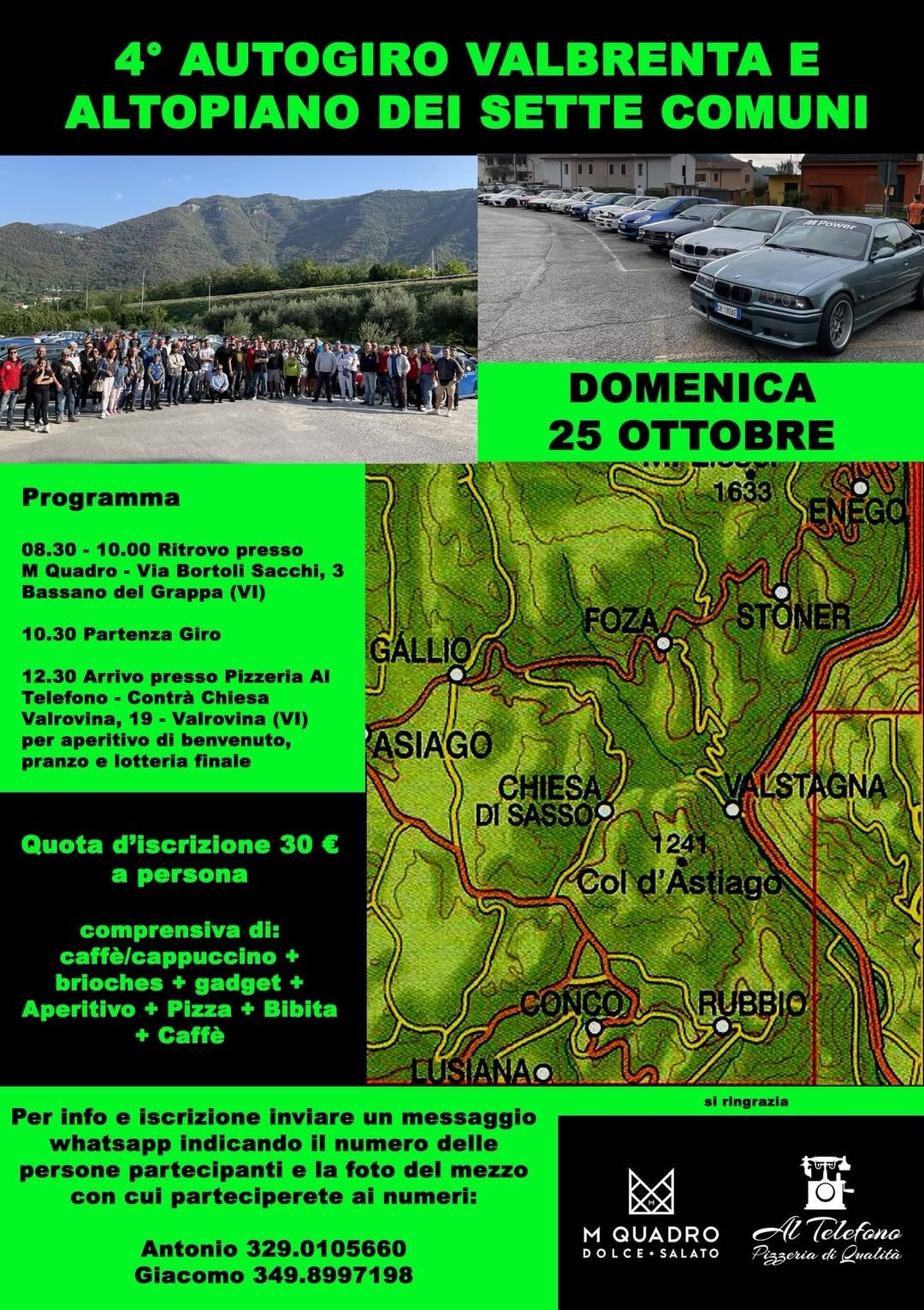 4° Autogiro Valbrenta E Altopiano Dei Sette Comuni - Raduno Dinamico a Bassano del Grappa (VI) il domenica 25 ottobre 2026