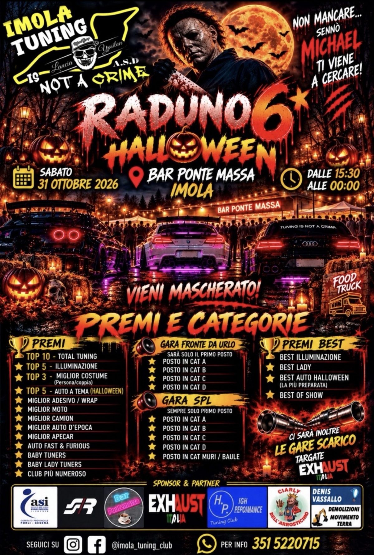 6° Raduno Tuning Halloween - Bar Ponte Massa Imola - Raduno Statico a Imola (BO) il sabato 31 ottobre 2026