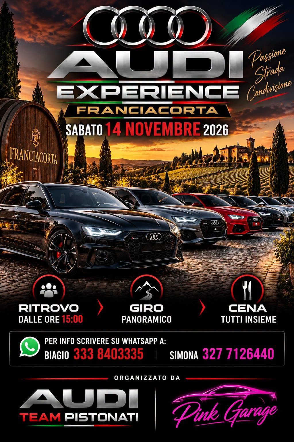 Audi Experience Franciacorta - Raduno Dinamico a Franciacorta (BS) il sabato 14 novembre 2026