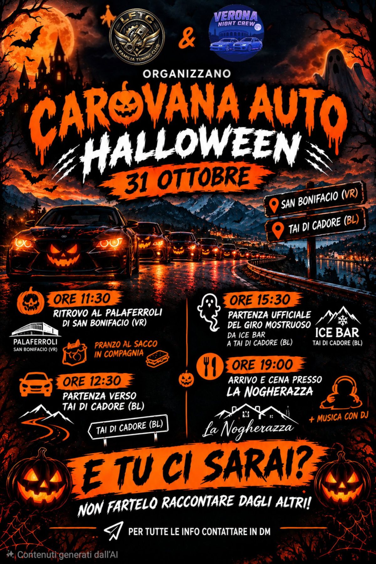 Carovana Auto Halloween - Raduno Dinamico a San Bonifacio (VR) il sabato 31 ottobre 2026