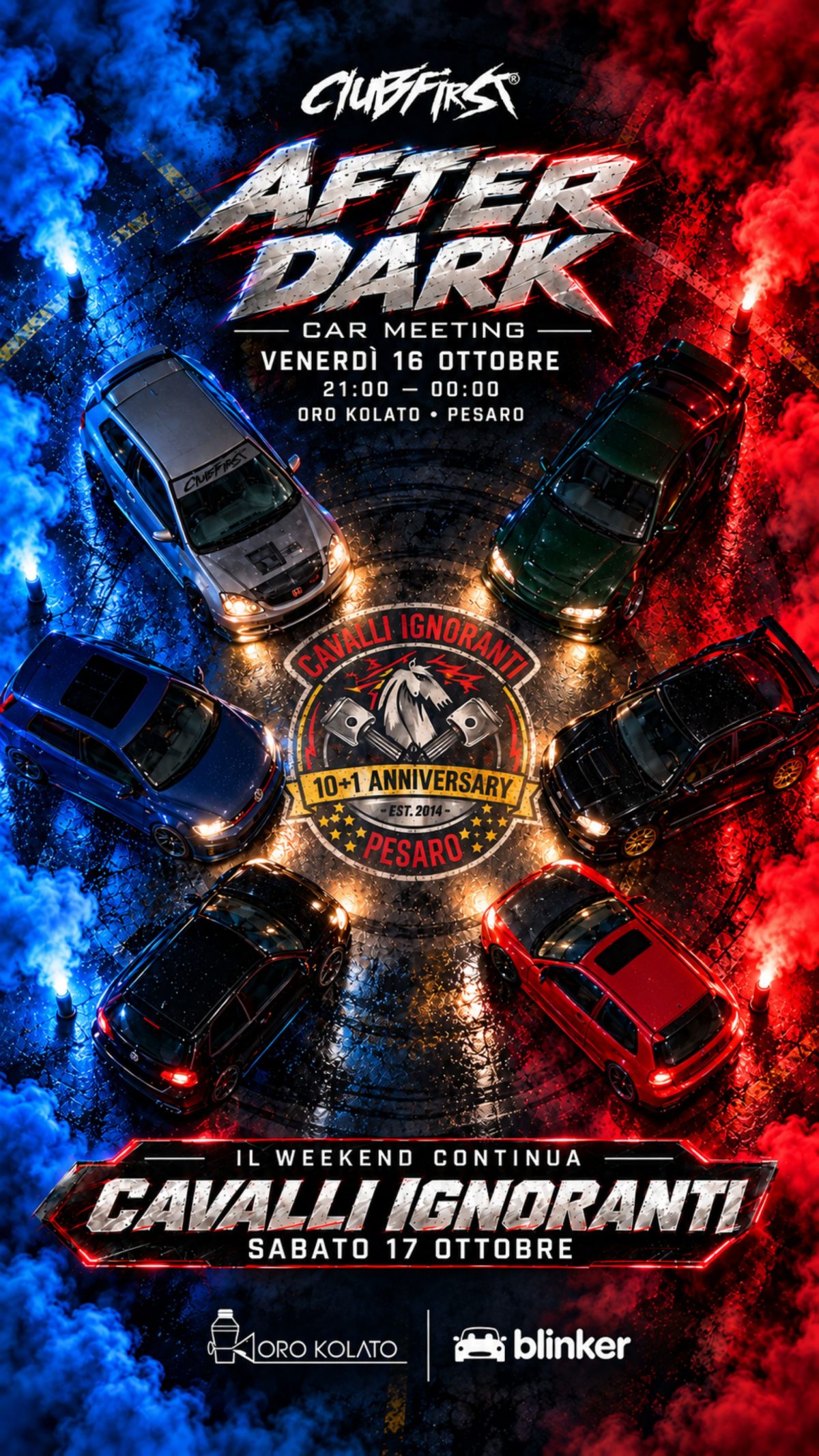 Clubfirst After Dark - Pesaro (pre-serata Cavalli Ignoranti) - Raduno Statico a Pesaro (PU) il venerdì 16 ottobre 2026