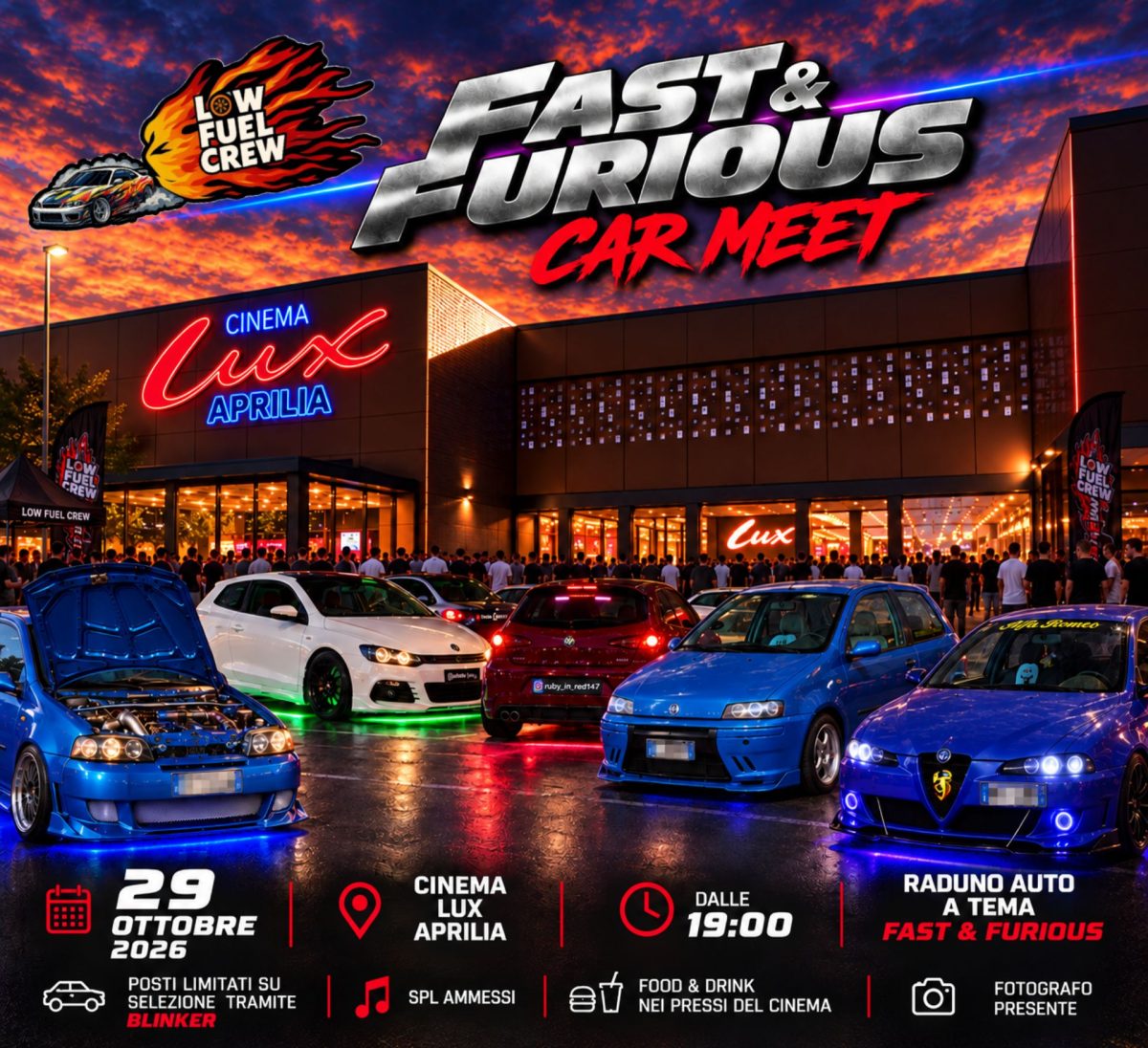 Fast & Furious - Back to the Origins - Car Meet Cinema Lux Aprilia - Raduno Statico a Aprilia (LT) il giovedì 29 ottobre 2026