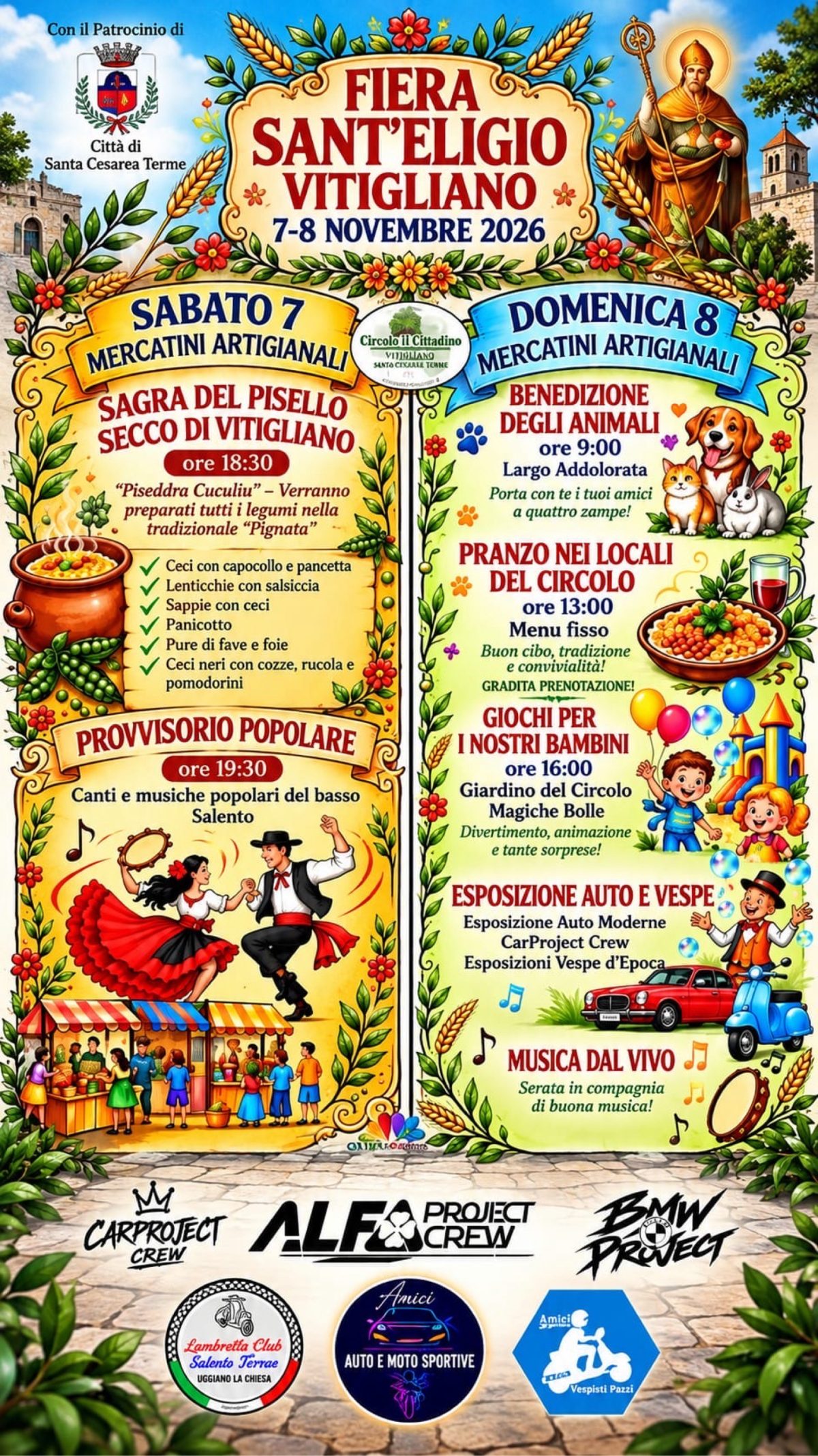 Fiera di Sant'Eligio - Esposizione Auto e Vespe - Vitigliano - Raduno Statico a Santa Cesarea Terme (LE) il domenica 8 novembre 2026