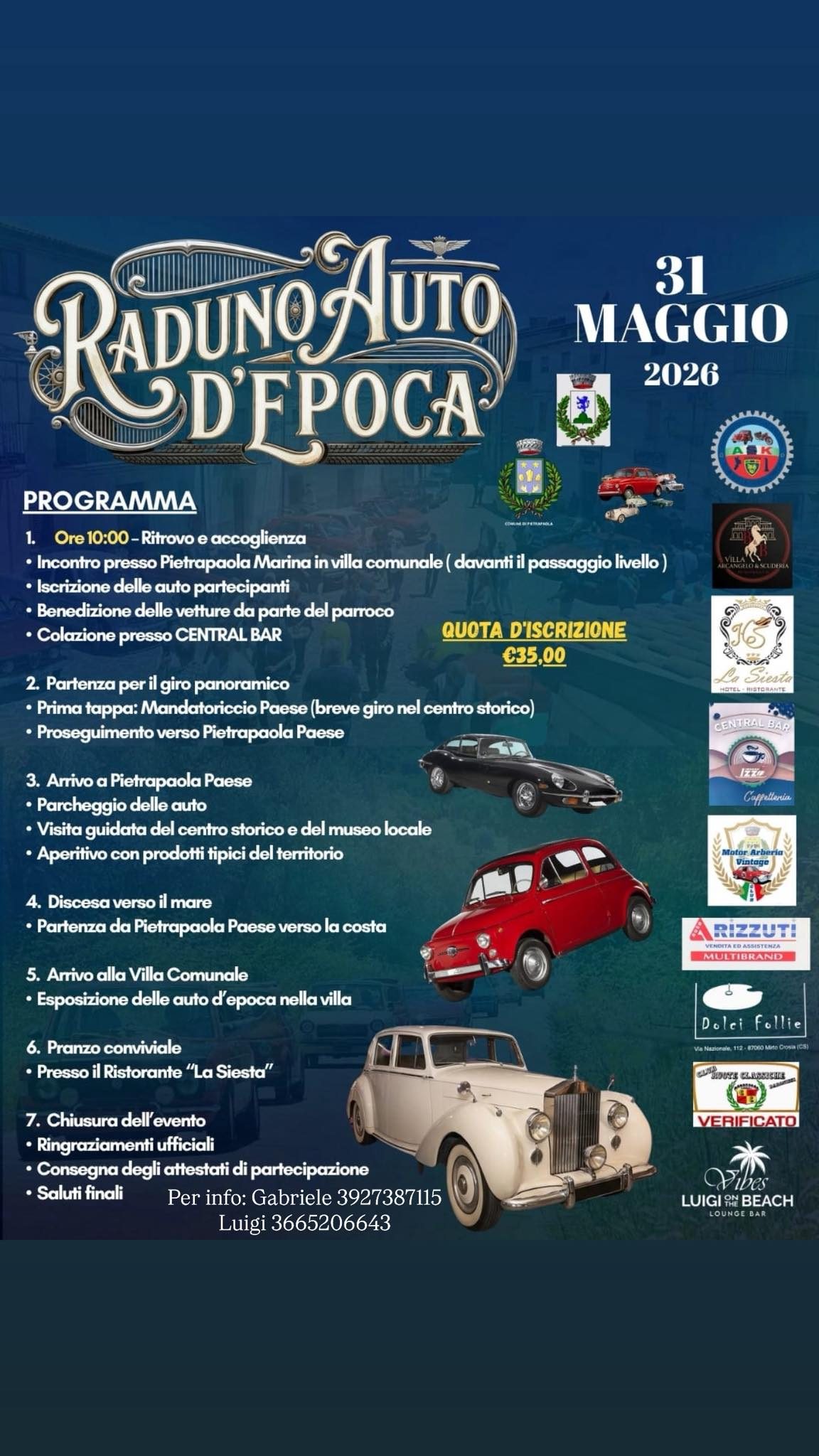 2ª Edizione Raduno Auto d'Epoca a Pietrapaola