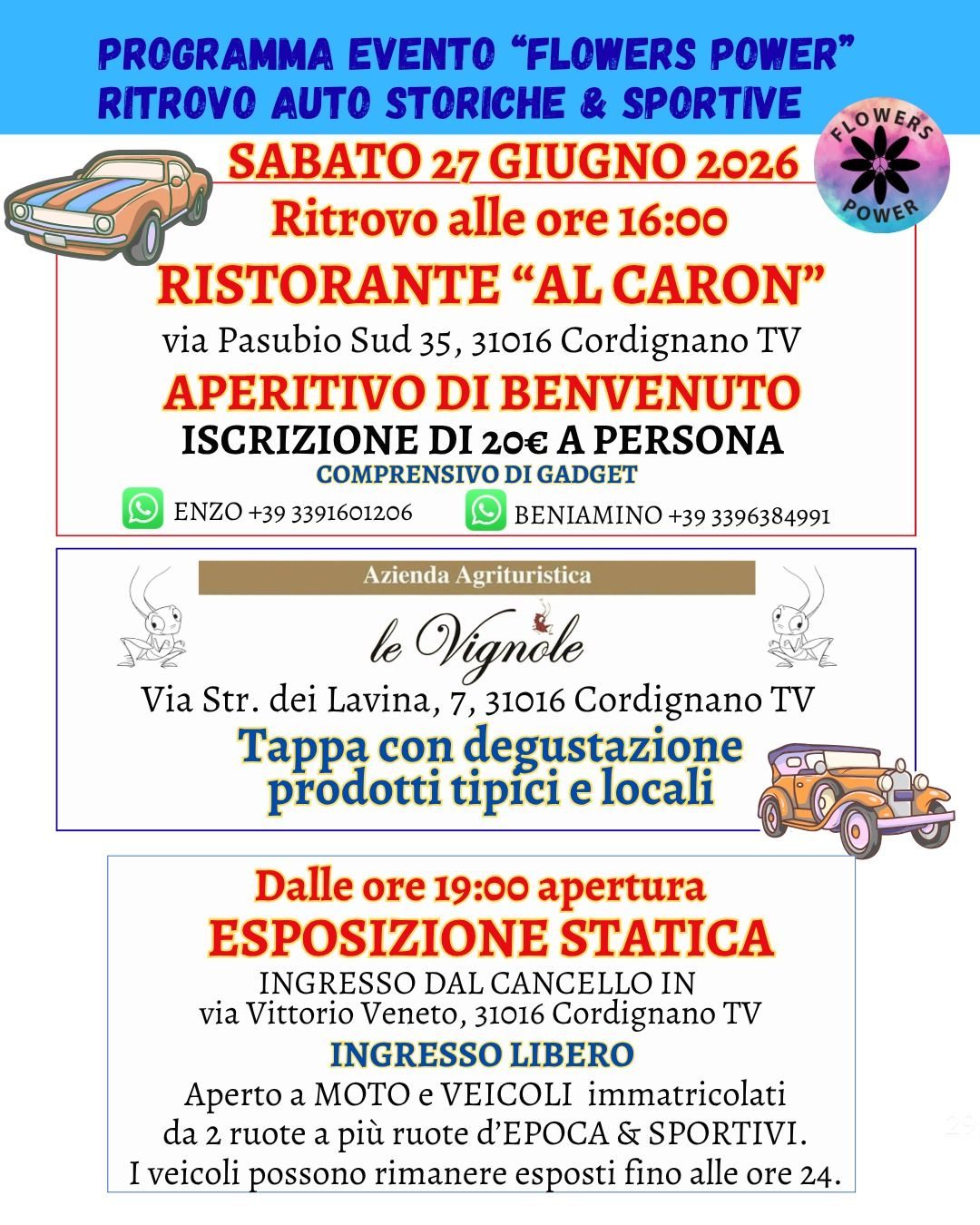 PROGRAMMA EVENTO "FLOWERS POWER" RITROVO AUTO STORICHE & SPORTIVE