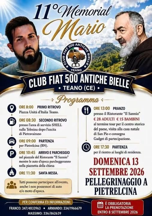 11° Memorial Mario – Pellegrinaggio a Pietrelcina