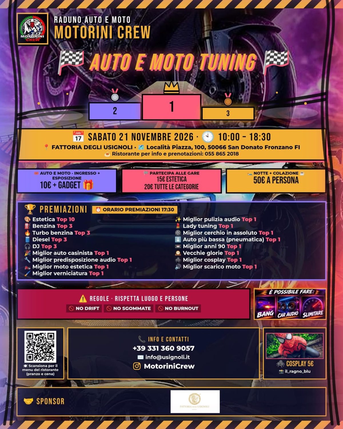 Motorini Crew - Raduno Auto e Moto Tuning - Raduno Statico a San Donato Fronzano (FI) il sabato 21 novembre 2026