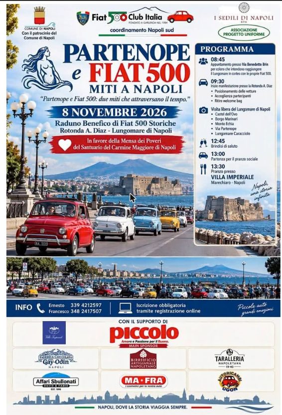 Partenope e Fiat 500 - Miti a Napoli - Auto d'Epoca a Napoli (NA) il domenica 8 novembre 2026