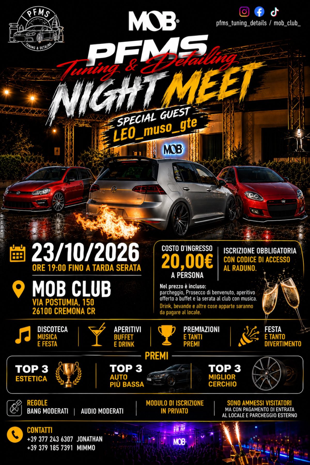 PFMS Tuning & Detailing Night Meet - MOB Club Cremona