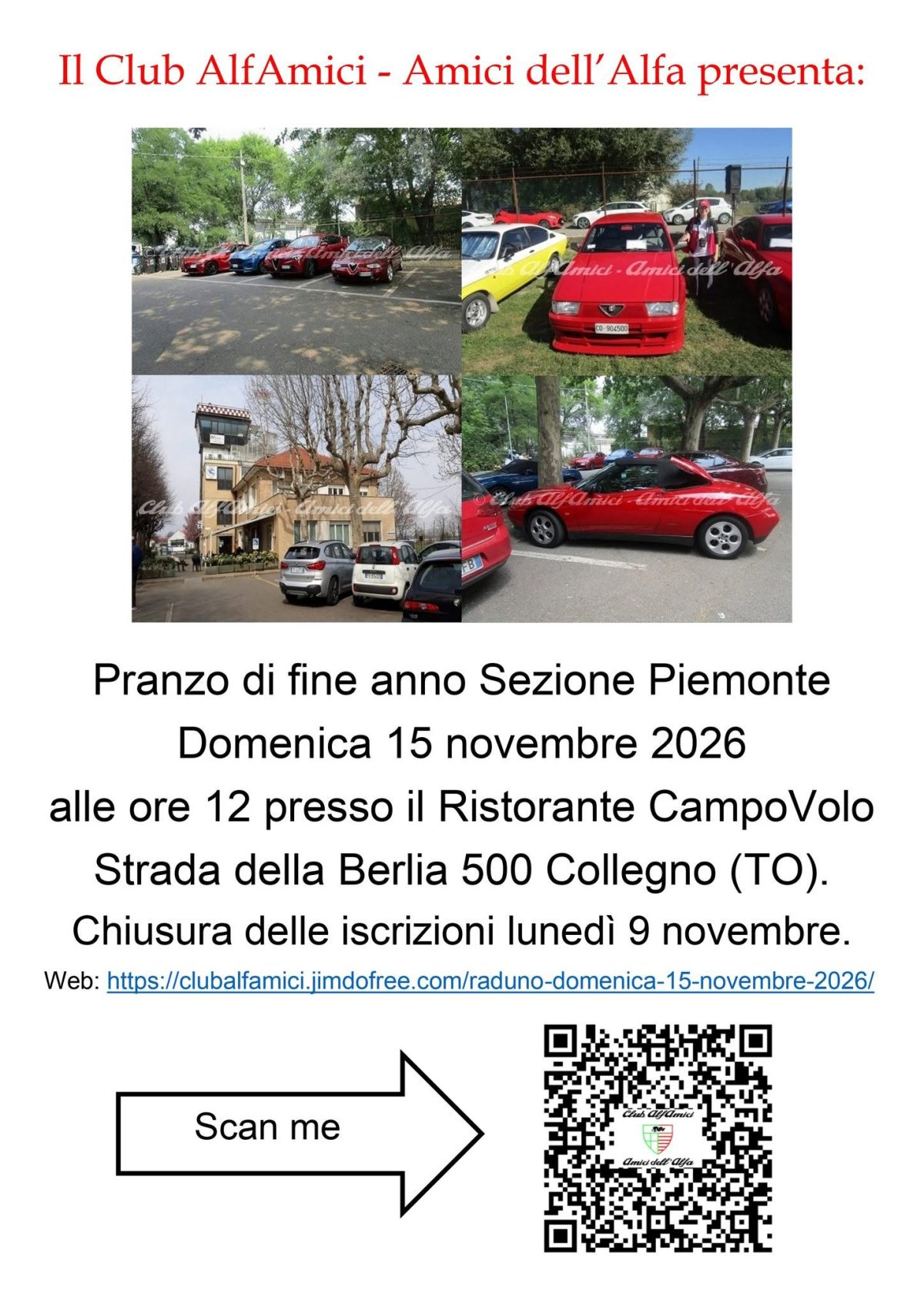 Pranzo di Fine Anno Sezione Piemonte - Raduno Statico a Collegno (TO) il domenica 15 novembre 2026