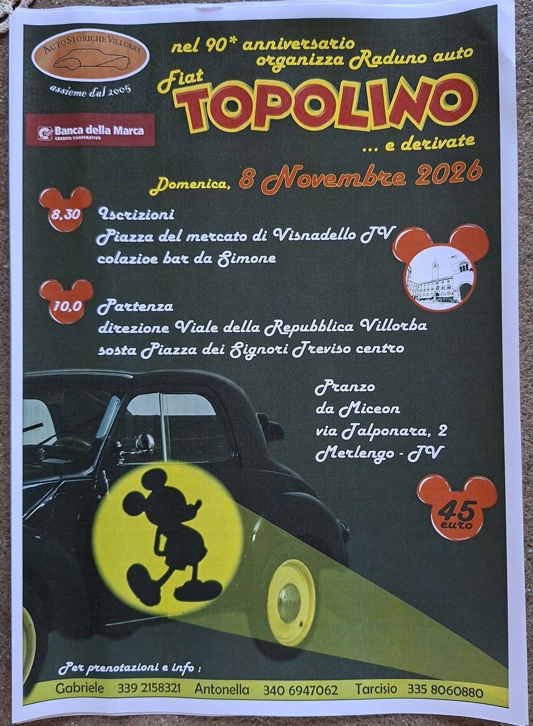 Raduno Auto Fiat Topolino E Derivate - Raduno Dinamico a Visnadello (TV) il domenica 8 novembre 2026