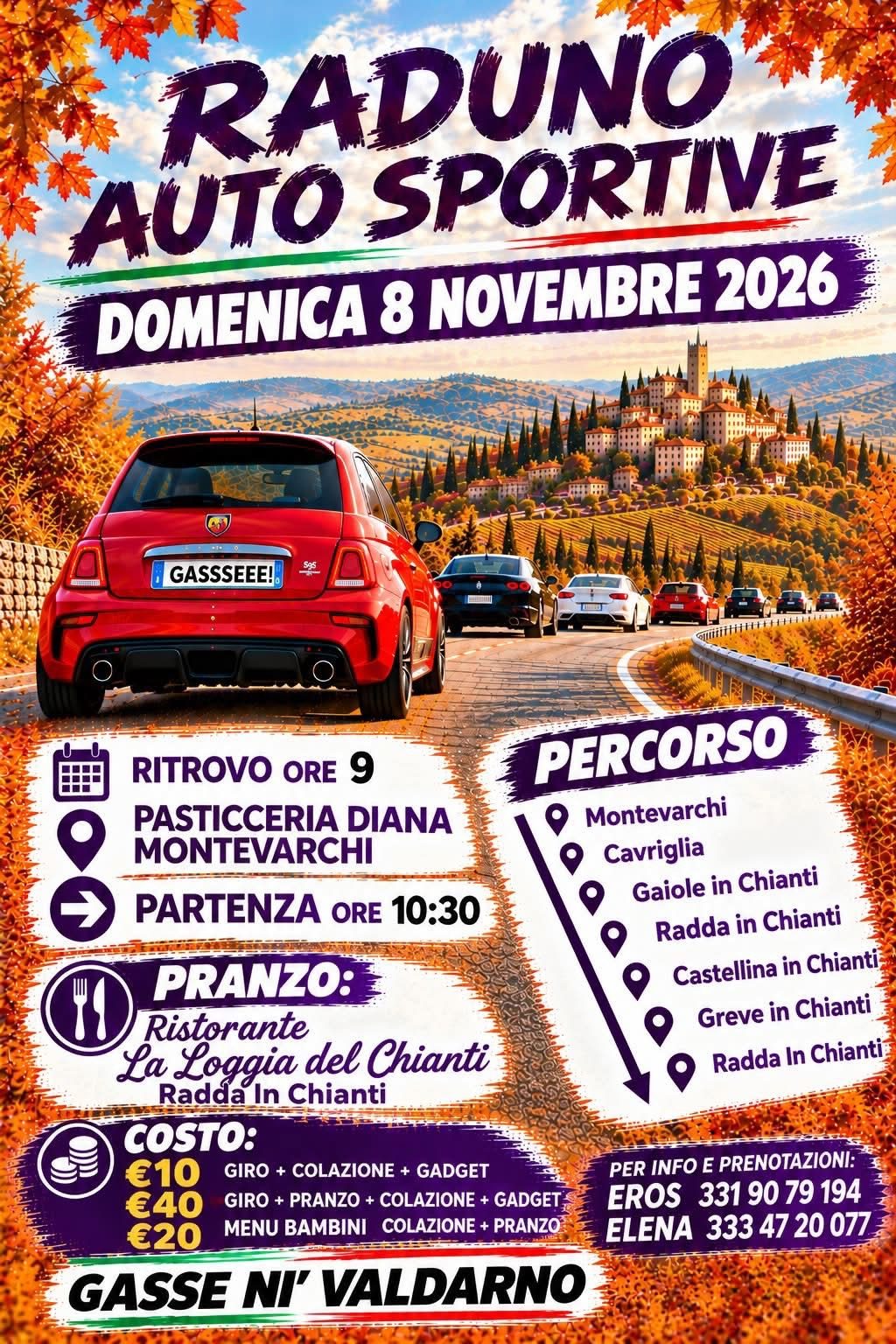 Raduno Auto Sportive - Raduno Dinamico a Montevarchi (AR) il domenica 8 novembre 2026