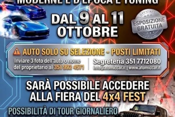 Atomic Car Expo Auto Sportive, d'Epoca e Tuning al 4x4 Fest Carrara - Fiere a Carrara (MS) il venerdì 9 ottobre 2026
