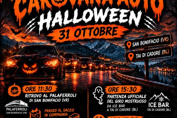 Carovana Auto Halloween - Raduno Dinamico a San Bonifacio (VR) il sabato 31 ottobre 2026