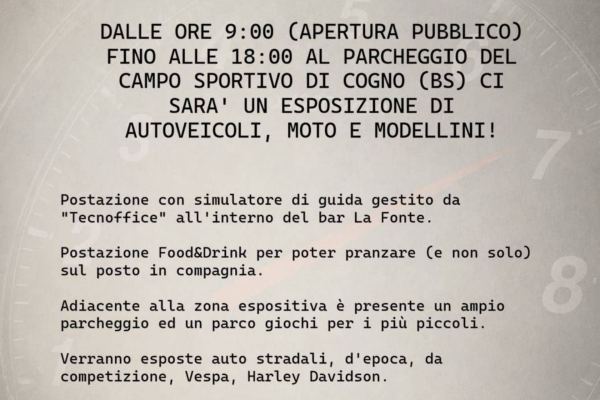 Cogno MotorFest - Raduno Statico a Piancogno (BS) il domenica 4 ottobre 2026