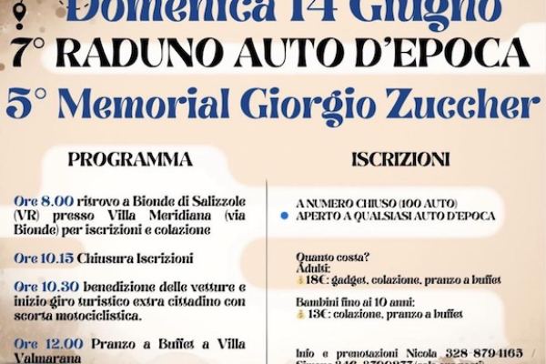 5° Memorial Giorgio Zuccher - 7° Raduno Auto d'Epoca