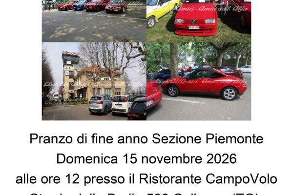 Pranzo di Fine Anno Sezione Piemonte - Raduno Statico a Collegno (TO) il domenica 15 novembre 2026