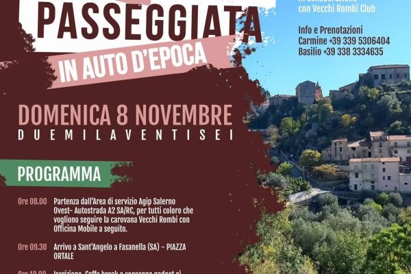 Raduno Auto e Moto d'Epoca - Sant'Angelo a Fasanella - Auto d'Epoca a Sant'Angelo a Fasanella (SA) il domenica 8 novembre 2026