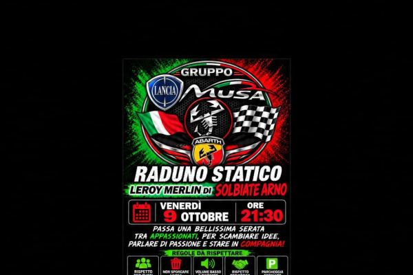 Raduno Statico Lancia Musa Abarth - Leroy Merlin Solbiate Arno - Raduno Statico a Solbiate Arno (VA) il venerdì 9 ottobre 2026