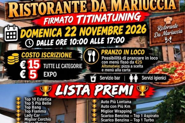 Raduno Tuning Ristorante Da Mariuccia - TitinaTuning - Raduno Statico a Malvaglio (MI) il domenica 22 novembre 2026