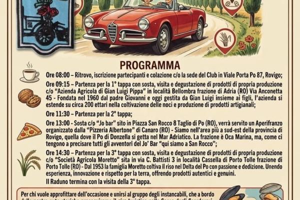 "Stuzzicando nel Polesine" - 5° Edizione - Raduno Auto Storiche - Raduno Dinamico a Rovigo (RO) il domenica 27 settembre 2026
